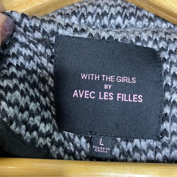 Avec Les Filles With the Girls Gray Birds Eye Tweed Pea Coat Women's Size Large - Picture 4 of 9
